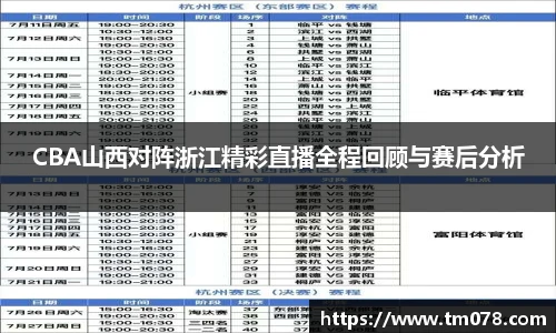 CBA山西对阵浙江精彩直播全程回顾与赛后分析